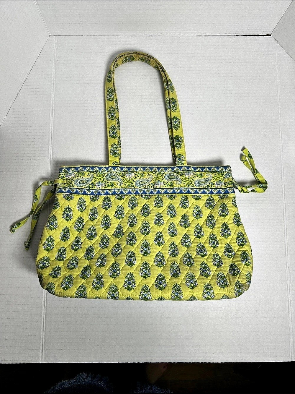 Retired Vera Bradley Citrus Tote Bag Green & Blue Paisley